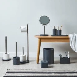 Dunelm Grey Resin Toilet Brush Holder -Simple Bathroom 1000069976 alt08