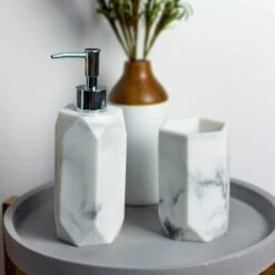 Dunelm Marble Effect Resin Lotion Dispenser -Simple Bathroom 1000140490 alt02