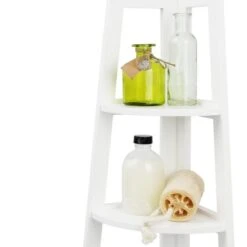 Lloyd Pascal White 4 Tier Corner Shelving Unit -Simple Bathroom 1000145646 alt02