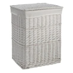 Dunelm Versailles White Square Laundry Basket -Simple Bathroom 1000159786 alt02
