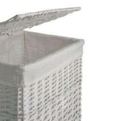 Dunelm Versailles White Square Laundry Basket -Simple Bathroom 1000159786 alt03