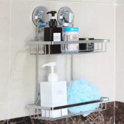 Dunelm Twist N Lock Rectangle Two Tier Shower Caddy -Simple Bathroom 1000160156 alt04