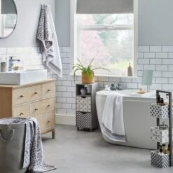 Dunelm Geo Tile Grey Laundry Bag -Simple Bathroom 1000160195 alt02
