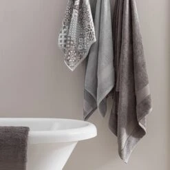 Dunelm Geo Tile Grey Towel -Simple Bathroom 1000160198 alt06