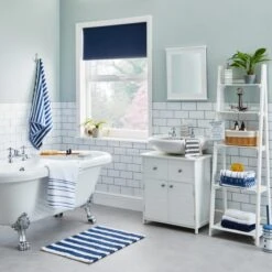 Dunelm Nautical Bobble Stripe Navy Bath Mat 7 Dunelm Nautical Bobble Stripe Navy Bath Mat -Simple Bathroom 1000160211 alt02