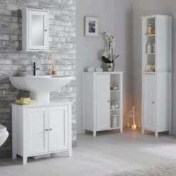 Lloyd Pascal Marble Effect Tall Cabinet 10 Lloyd Pascal Marble Effect Tall Cabinet -Simple Bathroom 1000160242 alt02