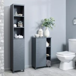 Lloyd Pascal Grey Wave Tall Cabinet -Simple Bathroom 1000160243 alt02