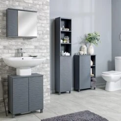 Lloyd Pascal Grey Wave Tall Cabinet -Simple Bathroom 1000160243 alt03