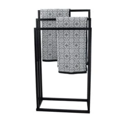 Lloyd Pascal Black 3 Rail Free Standing Towel Holder 8 Lloyd Pascal Black 3 Rail Free Standing Towel Holder -Simple Bathroom 1000161863 alt02