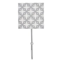 Dunelm Geo Tile Grey Diamond Hook -Simple Bathroom 1000180573 alt01