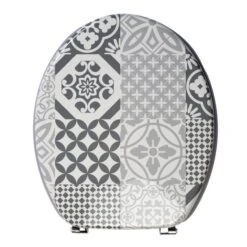 Dunelm Geo Tile Grey Toilet Seat -Simple Bathroom 1000180609 alt02