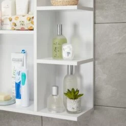 Lloyd Pascal Jaxon White Single Door Wall Cabinet With Open Shelves -Simple Bathroom 1000182104 alt03