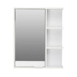 Lloyd Pascal Jaxon White Single Door Wall Cabinet With Open Shelves -Simple Bathroom 1000182104 alt04