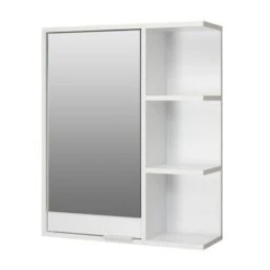Lloyd Pascal Jaxon White Single Door Wall Cabinet With Open Shelves -Simple Bathroom 1000182104 alt05