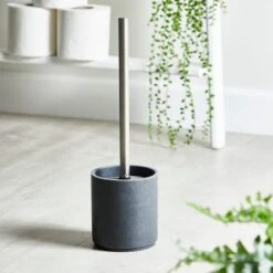 Dunelm Grey Resin Toilet Brush Holder