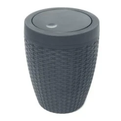 Addis Rattan Charcoal Bathroom Bin