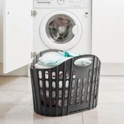 Addis Fold Flat Grey Laundry Basket