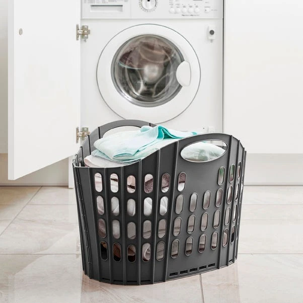 Addis Fold Flat Grey Laundry Basket 3 Addis Fold Flat Grey Laundry Basket