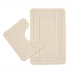 Catherine Lansfield Armoni Cream Bath And Pedestal Mat Set