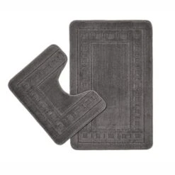 Catherine Lansfield Armoni Grey Bath And Pedestal Mat Set