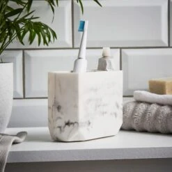 Dunelm Marble Resin Toothbrush Holder