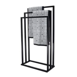 Lloyd Pascal Black 3 Rail Free Standing Towel Holder