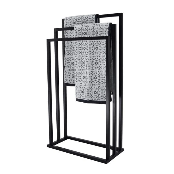 Lloyd Pascal Black 3 Rail Free Standing Towel Holder 3 Lloyd Pascal Black 3 Rail Free Standing Towel Holder
