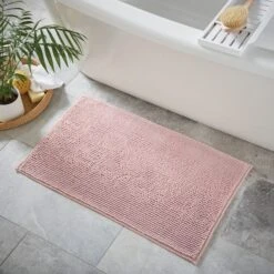 Dunelm Blush Mini Bobble Bath Mat