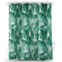 Dunelm Tropical Leaf Green Shower Curtain