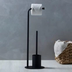 Elements Matt Black Toilet Butler