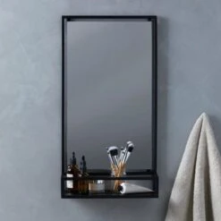 Dunelm London Matt Black Bathroom Mirror And Shelf