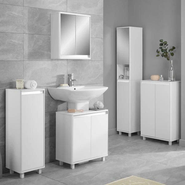 Lloyd Pascal Vienna White Single Door Floor Cabinet With Reversible 4 In 1 Colour Bar 5 Lloyd Pascal Vienna White Single Door Floor Cabinet With Reversible 4 In 1 Colour Bar - Image 3