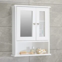 Lloyd Pascal Palermo Cane White Wall Mirror Cabinet