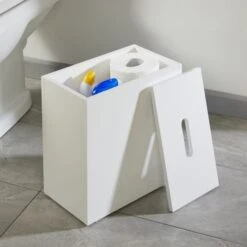 Lloyd Pascal Jasper White Gloss Bathroom Tidy With Removable Lid