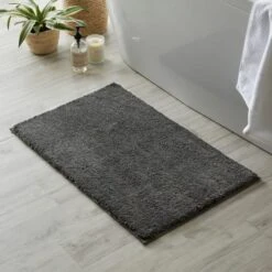 Dunelm Ultimate Dark Grey 100% Recycled Polyester Anti Bacterial Bath Mat