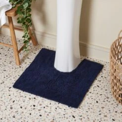 Dunelm Organic Cotton Reversible Luxe Navy Pedestal Mat