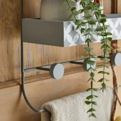 Dunelm Geo Tile Grey Multi Storage Over Door Hooks -Simple Bathroom 30729405 alt02