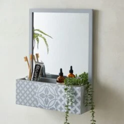 Dunelm Purity Geo Tile Grey Bathroom Mirror