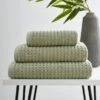 Dunelm Sage Green Waffle 100% Cotton Towel -Simple Bathroom 30729423