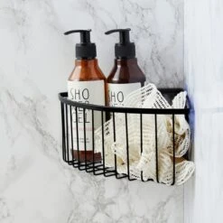 Dunelm Aquarack Black Deep Corner Basket