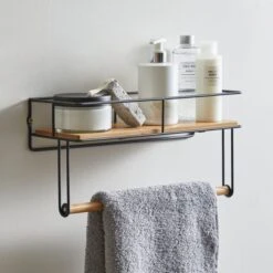 Dunelm Compact Living Natural Towel Rail Shelf