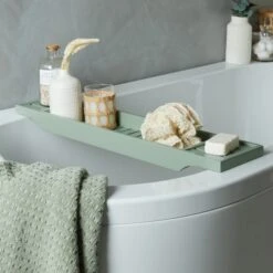 Sage Green Bamboo Bath Rack