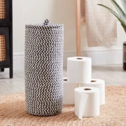 Dunelm Paper Black Woven Toilet Roll Storage