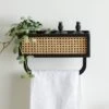 Dunelm French Cane Black Towel Rail Shelf -Simple Bathroom 30747341