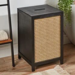 Dunelm French Cane Black Laundry Hamper