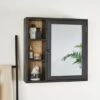 Dunelm French Cane Black Mirror Cabinet -Simple Bathroom 30747349