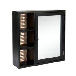 Dunelm French Cane Black Mirror Cabinet -Simple Bathroom 30747349 alt02