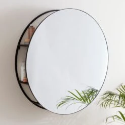Dunelm Apartment Round Mirror Storage, 80cm
