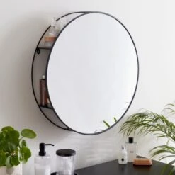 Dunelm Apartment Round Mirror Storage, 60cm