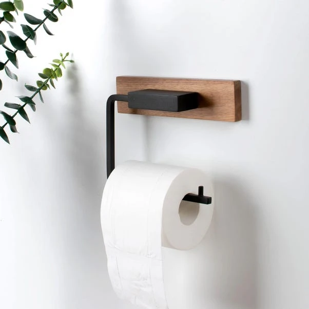 Dunelm Fulton Wood Black Toilet Roll Holder 4 Dunelm Fulton Wood Black Toilet Roll Holder - Image 2